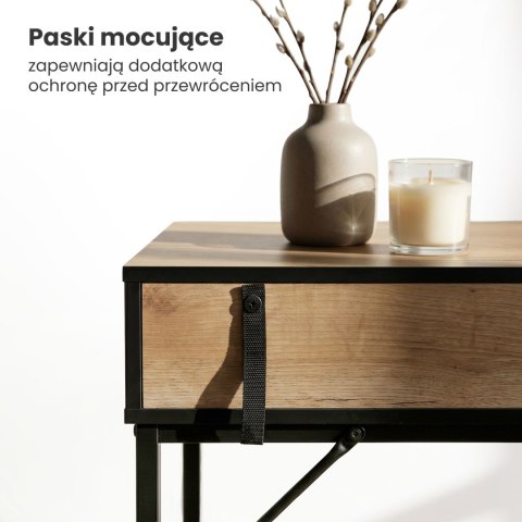 Konsola stolik loftowy MODENA 1 szuflada 80 cm Dąb Craft Czarne nogi