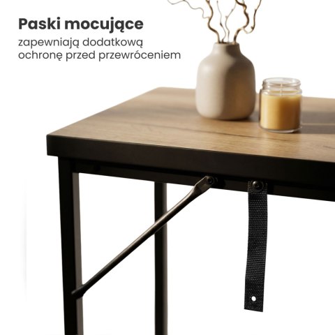 Konsola stolik loftowy ORIGO 90 cm Dąb Craft Czarne nogi