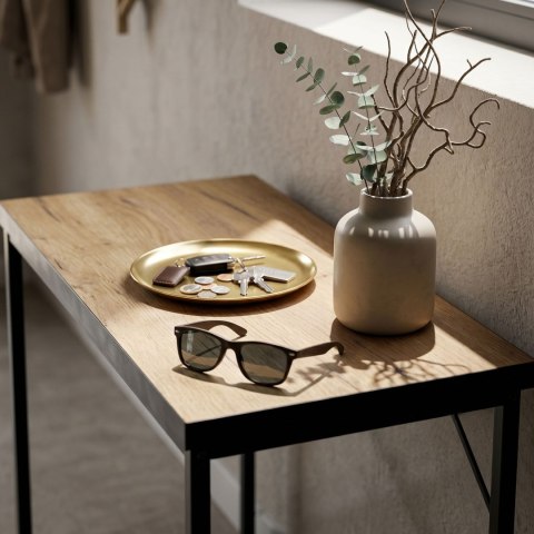Konsola stolik loftowy ORIGO 90 cm Dąb Craft Czarne nogi