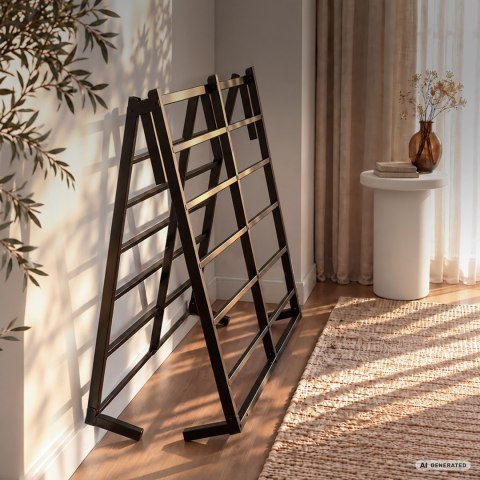 Łóżko Metalowe 120x200 cm Łóżko Gościnne Składane Metalowy Stelaż i Rama Czarne 9 nóżek 20 listew