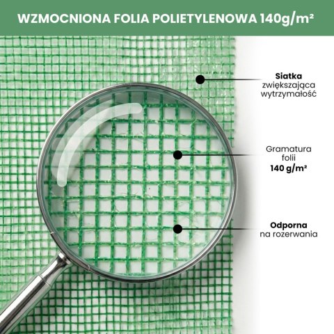 Mini szklarnia ogrodowa foliowa domek z półkami 1 drzwi Zielona 143x73x195 cm