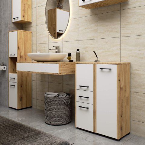 SZAFKA STOJĄCA ŁAZIENKA FIN S30 1D DĄB ARTISAN / BIAŁA