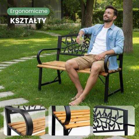 ŁAWKA OGRODOWA REO CZARNA / NATURALNE DREWNO