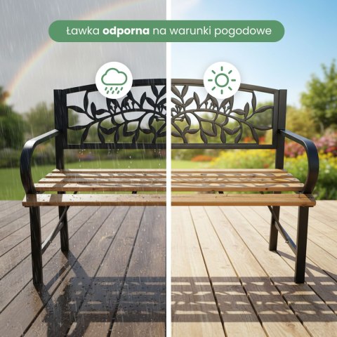 ŁAWKA OGRODOWA REO CZARNA / NATURALNE DREWNO